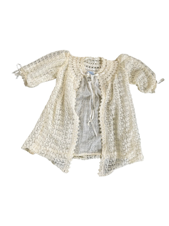 Saks Fifth Avenue Other - Vintage Saks Fifth Avenue Wool Silk Lace Baby Cardigan Coat Cream 0-3 months